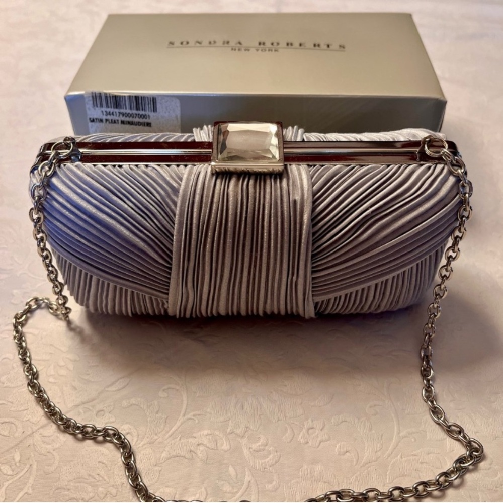 Sondra Roberts Metallic Pleated Clutch